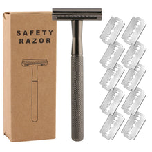 Load image into Gallery viewer, Safety Razor with Brass Weighted Handle and 5 Double Edge Safety Blade Refills
